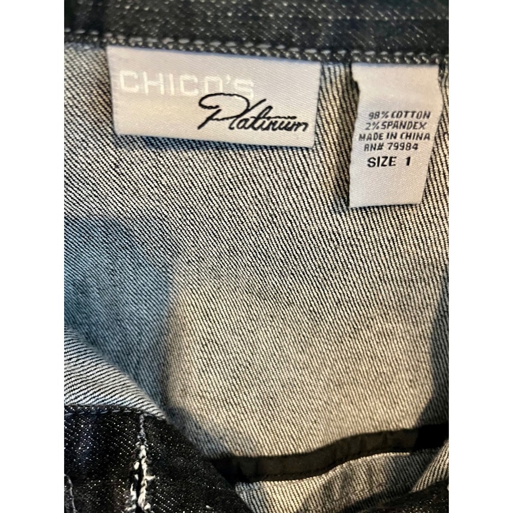 Chicos Platinum Denim Vest Women's Black Sleeveless Jean Collared Size 1 Chico's - Picture 6 of 7